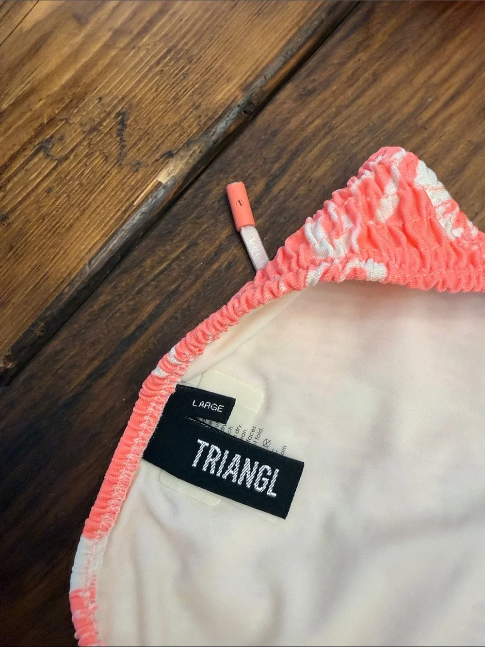 triangl swimwear Coral & Cream Textured Bandeau-Style Bikini